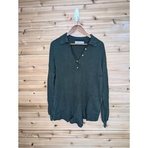 Free people Romper Womens Small Green Ribbed Sweater Shorts Romper